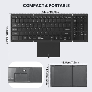 JOMAA Ergonomic Portable BT Dual Mode <b>Wireless</b> RGB Backlit <b>Keyboard</b> Touchpad&Number Keypad Rechargeable Folding <b>Keyboard</b> - Product Image 4