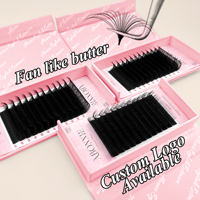 Fournitures en gros pour extensions de cils individuels : Plateaux en PBT noir mat doux effet soie pour cils volume avec logo personnalisé