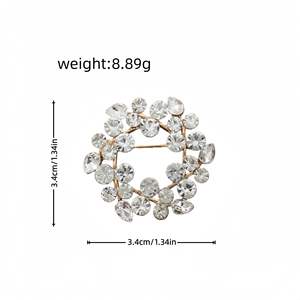 Broches de Cristal con Flores, Modernos y Elegantes, Botones de Diamantes de Imitación, Aleación Chapada en Oro, Personalizados, Unisex, para Uso Diario, Compromiso, Boda - Product Image 6