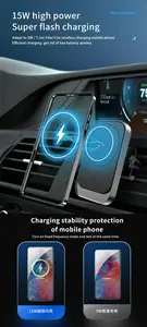 15W güçlü manyetik emme akıllı araba kablosuz araç şarj aleti tutucusu cep telefonu iPhone 15 14 13 için duruyor