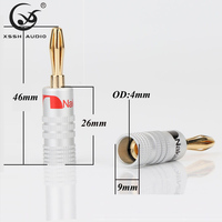 YIVO XSSH Prise banane en laiton plaqué or, borne audio sans soudure à verrouillage par vis pour câble de haut-parleur HIFI, amplificateur, DIY, OEM, personnalisé