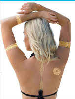 Hot New Style Femmes Chaîne Bracelet Faux Bijoux Étanche Temporaire Tatouage Bras Manches Main Poignet Or Métallique Tatouage Autocollant