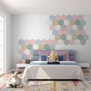 Autocollants muraux hexagonaux en tissu auto-adhésifs anti-collision en mousse XPE 3D décoratifs pour la décoration murale DIY de la chambre - Product Image 2