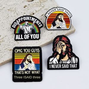 <span class=keywords><strong>3</strong></span> estilos listos para enviar nueva llegada Dios Jesús nunca digo eso precio al por mayor Pin de solapa de esmalte suave - Product Image 4
