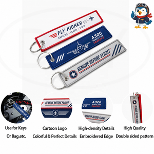 Llaveros Bordados Personalizados de Fábrica OEM con Logotipo Bordado para Avión, '<span class=keywords><strong>Remove</strong></span> <span class=keywords><strong>Before</strong></span> <span class=keywords><strong>Flight</strong></span>' - Product Image 2