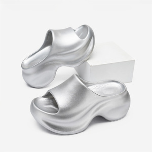 Guru Women's <b>Platform</b> Sandals Silver EVA Fish Mouth <b>Wedges</b> Summer Height Increasing Non Slip Wear Resistant Breathable Odor - Product Image 3