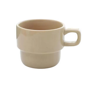 Ceramic <b>Mugs</b> <b>Stackable</b> With Custom Logo Design For Wedding Souvenirs Single Cup With Handle Solid Color Pattern - Product Image 5