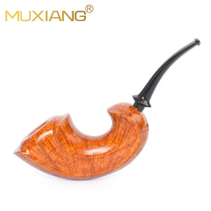Muxiang Briarwood Smoking Pipe Bent Type 3mm Filter Tobacco Pipe Men's Retro Style Solid Wood Pipe - Product Image 1