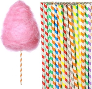 Manufacturer Direct 50PCS Striped <strong>Cotton</strong> <strong>Candy</strong> Paper Sticks For Automatic Vending Machine - Product Image 1