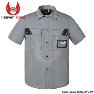 Servicio Oem Jeans hechos a medida Trabajo Camisa de cuello de manga corta Tipo Azul real con bolsillos delanteros Camisa DE TRABAJO - Product Image 2
