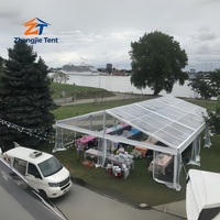 Tente de réception de luxe transparente avec toit clair, grande tente de fête extérieure, pavillon pour événements, célébrations, festivals, rassemblements, activités