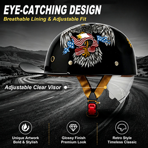 Casque de moto rétro demi-face en ABS certifié DOT, unisexe, pour scooter, utilisation toutes saisons - Product Image 5