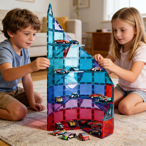 Ensemble de 105 blocs de construction magnétiques 3D en plastique sur le thème des dinosaures, jouet éducatif STEM DIY, cadeau pour enfants, garçons et filles - Product Image 1