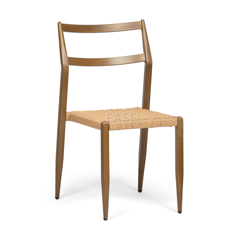 (E7060) Nordic Stapelbaar Eetmeubilair Gegoten Aluminium Rieten Rotan Stoelen Voor Buiten In Rotan