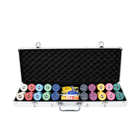 YH 100pcs 300pcs 500pcs 39 millimetri EPT di Texas Poker Chips di Gioco Gioco di Chip Poker Set Con Alluminio box
