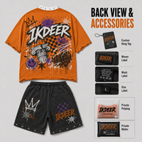 Ensemble de sport IKDEER personnalisé à blocs de couleur, imperméable, en polyester et nylon, coupe-vent, survêtement, veste zippée et short pour homme