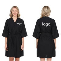 Robe de Salon Imperméable en Polyester Anti-Décoloration pour Client, Confortable, avec Logo Personnalisé, Cape de Coiffure, Kimono de Beauté et Spa