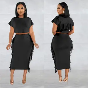 2023 Wholesale Clothing Fashion Summer Black Dress Sexy Short Dress Women Elegant Casual Dress two piece set