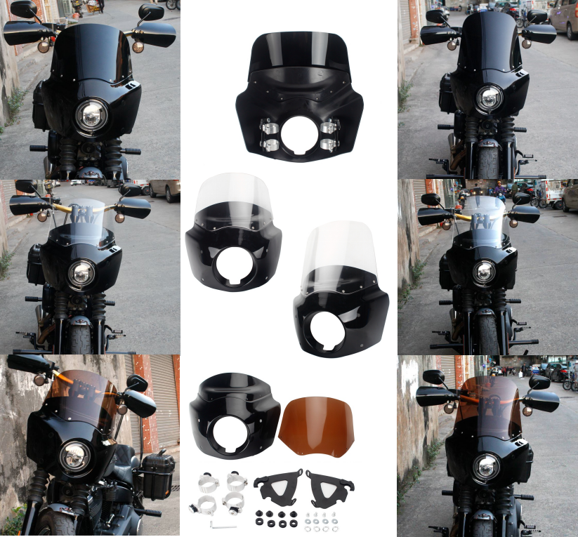 Aazon.co: BOSYCY Otorcycle Fairing Windshield Kit, Retro Otorbike - View #2