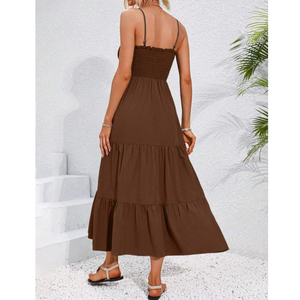 Stile <span class=keywords><strong>Hawaii</strong></span> 100% personalizzato stampato <span class=keywords><strong>Aloha</strong></span> donna Rayon lino cinturino sottile lungo Maxi abito a righe da spiaggia - Product Image 3