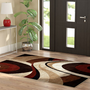 Tapis de salon, salle à manger et chambre à coucher Giannini traditionnel marron/rouge, 100% polyester, tufté à la machine, 250-400 g/m², vente en gros - Product Image 2