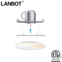 Plafonnier LED encastré sans boîtier 7 pouces 13W, dimmable, 5 températures de couleur sélectionnables, étanche, homologué IC, ETL 0-10V