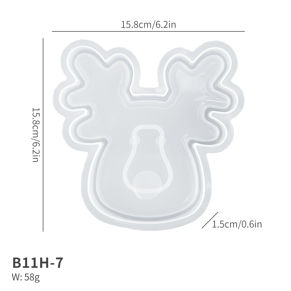 B11H-7 Moule à plat cerf de Noël blanc