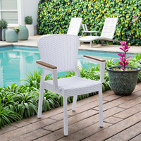 Fauteuil en rotin plastique blanc design moderne chaise de jardin d'extérieur durable