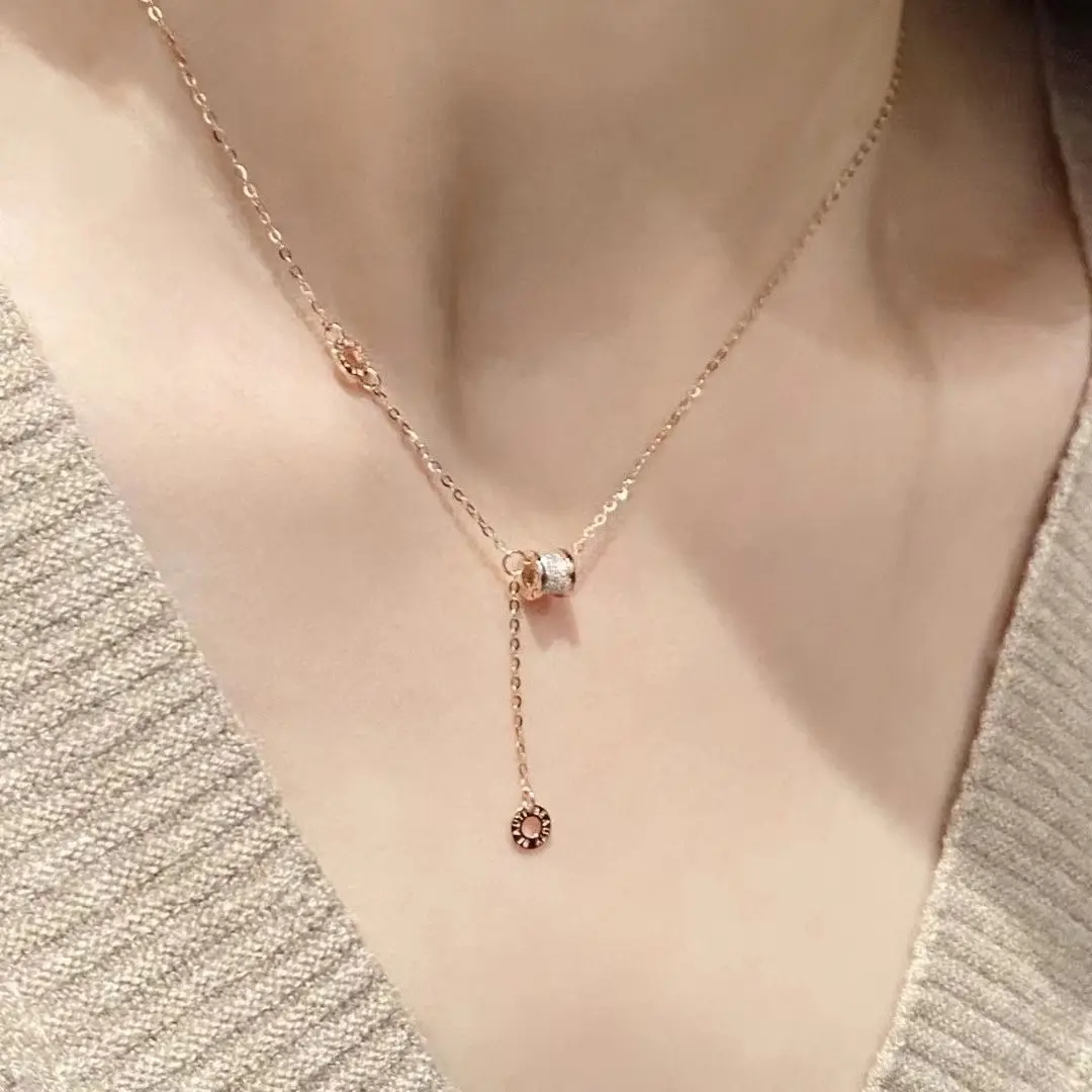 18K Solid Gold Necklace Luxury Design Brand Jewelry Necklace Au750 Girls Women Chain Pendant Ring B.Zero 1 Rock B Necklace
