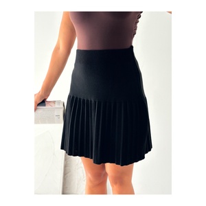 Jupe plissée en tricot à taille élastique pour femme, taille standard, longueur 50 cm - Product Image 2