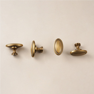 Enkelvoudige antieke messing kastgrepen, <span class=keywords><strong>vintage</strong></span> ovale H59 messing kastknoppen voor keuken, badkamer en commode - Product Image 4