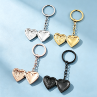 Ywyougang Porte-clés Cœur Double 4 Couleurs, Cadre Photo Ouvrable, Pendentif Amour en Acier Inoxydable, Cadeau