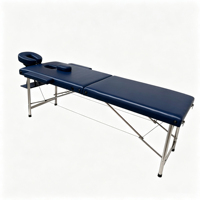 Table de massage pliable robuste à 2 sections avec pieds en acier inoxydable, portable, pour spa et salon, avec accessoires