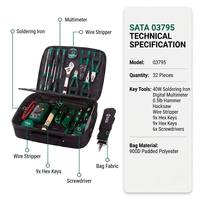 03795 pour Kit d'outils à main d'électricien industriel de qualité supérieure de 32 pièces en acier au chrome-vanadium, 1 boîte contenant 4 ensembles, 1 coffret