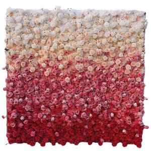 Rental 3D Floral Backdrop Gradation Silk Rose Flower Wall Panel <b>Artificial</b> Flower Wall for Home Wedding Wall Decor - Product Image 5