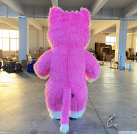 Costume de chaton gonflable rose en peluche longue et moelleuse unisexe pour adultes, idéal pour la vente ou la location lors d'événements