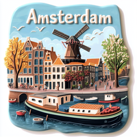 Personnalisé Amsterdam 3D UV Imprimé Résine Réfrigérateur Aimant Forte Absorption Magnétique Taille Moyenne Moderne Voyage Souvenir Cadeau