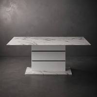 Table à manger en marbre artificiel de Carrare de luxe, moderne, durable, écologique, pour salons, villas, hôtels, restaurants