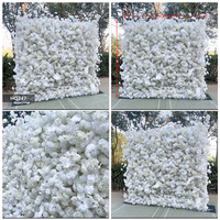 Décorations murales OEM pour mariage et Saint-Valentin, panneau floral enroulable 5D de 2,4 m x 2,4 m, toile de fond rose 5D, mur de fleurs rouges