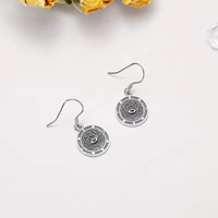 Boucles d'oreilles pendantes en argent sterling 925 avec œil bleu lotus, bijoux de protection spirituelle pour femmes