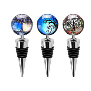 New cross-border style <b>tree</b>-shaped wine stopper, sealing zinc alloy beverage bottle stopper, can be printed with <b>crystal</b> - Product Image 1