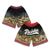 Pantalones cortos de baloncesto hasta la rodilla con bolsillo y cremallera, diseño de malla, venta al por mayor, logotipo personalizado, ropa de baloncesto bordada, nombre de equipo personalizado