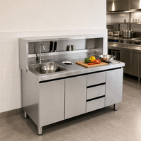 Table de travail de cuisine professionnelle en acier inoxydable avec évier et armoire de rangement pour la préparation des fruits et le lavage de la vaisselle, taille personnalisable pour la maison