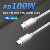 Courant élevé 5A PD 100W Type C à type-c câble de données mâle transfert rapide fil de charge cordon en PVC avec puce E-mark pour téléphone intelligent