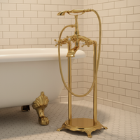 Robinet de douche à double poignée en laiton poli moderne, pommeau de douche carré, garantie 5 ans pour baignoire sur pied et hôtel