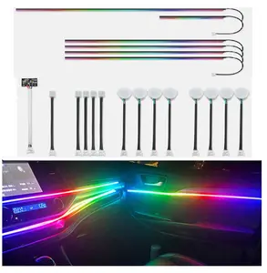 64 warna aplikasi RGB pencahayaan ambien Kit lampu ambien mobil lampu Interior mobil untuk semua jenis mobil