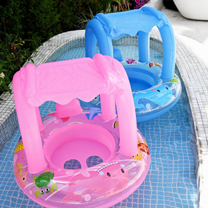ABC <b>Inflatable</b> Child Swimming Ring With Sunshade 80x60x55cm Cartoon Print For Pool Water Play - Product Image 1