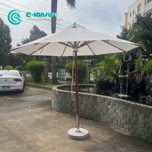 Mobilier d'extérieur en gros <span class=keywords><strong>3</strong></span> mètres de parasol de patio rond parasol de jardin en <span class=keywords><strong>bois</strong></span> de teck avec tissu imperméable et base durable - Product Image 3