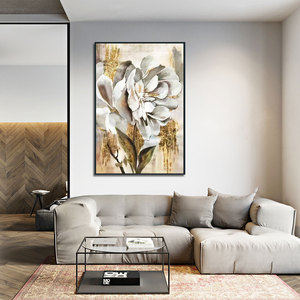 NGHỆ THUẬT ban đầu 100% vẽ tay hiện đại sơn dầu trừu tượng kích thước lớn lá vàng nâu hoa vải khung tường Hình ảnh tác phẩm nghệ thuật - Product Image 3