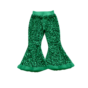 Boutique personalizzata per bambini pantaloni a zampa larga con paillettes disegni di pelliccia pantaloni a zampa per bambina all'ingrosso abbigliamento per bambini - Product Image 6